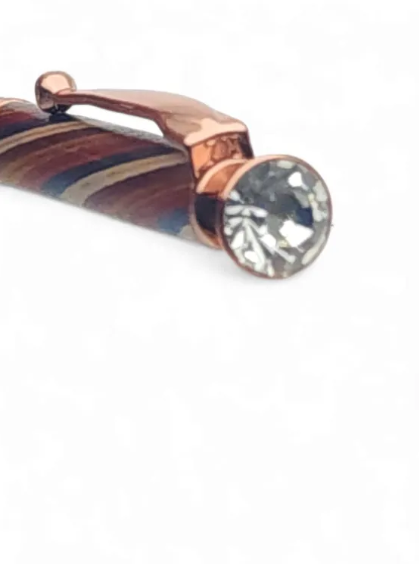 עט ליידי מפואר בעבודת יד – עץ צבעוני עם ציפוי נחושת ורכיב קריסטל