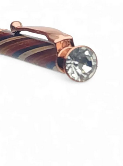 עט ליידי מפואר בעבודת יד – עץ צבעוני עם ציפוי נחושת ורכיב קריסטל